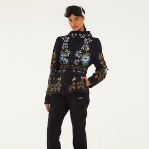 FARM Rio Black Winter Garden Hooded Belted Puffer Ski Jacket